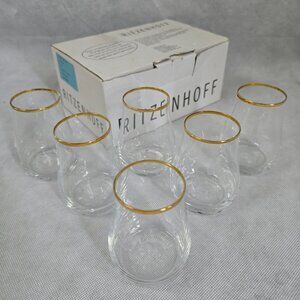 Ritzenhoff Whiskey Taster Gold Crystal Tulip Shot Glass Set Stemless Snifters